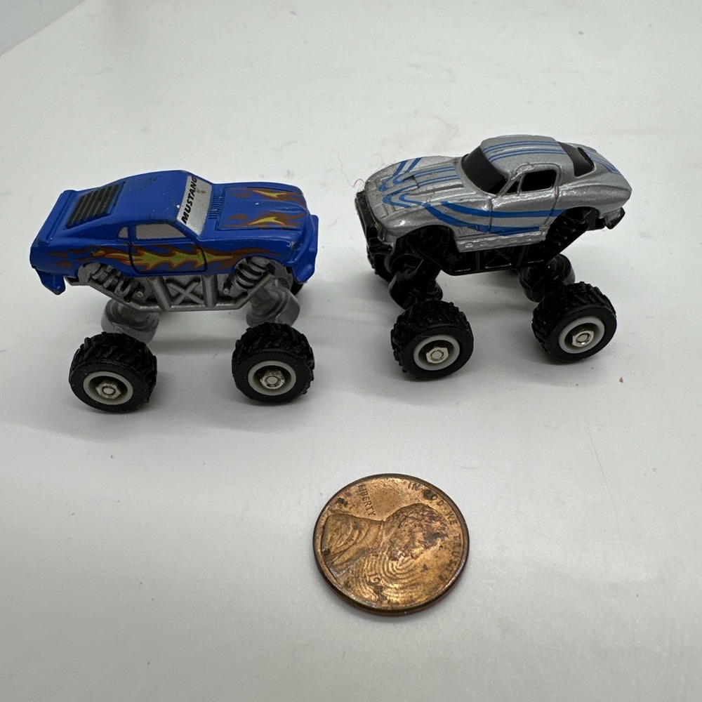 Lot Of 2 Lifted Micro Cars Corvette And Mustang Spring Suspension Hard To Find